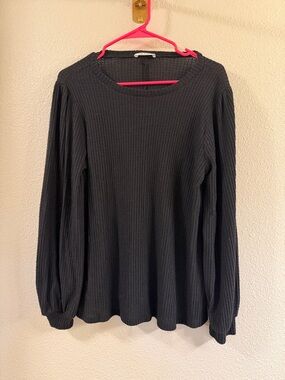 You & Me Black Waffle Knit Lightweight Sweater